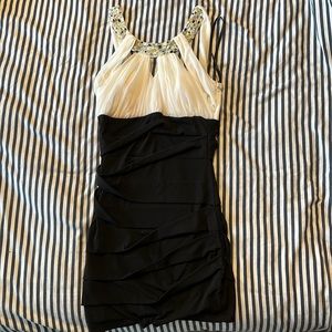 City studio maxi dress, size medium, black and white with rhinestones